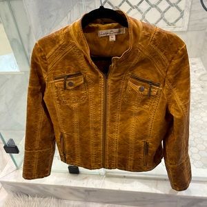 Indigo Saints camel faux leather motorcycle jacket in excellent condition. Large